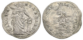 Mantova. Vincenzo I Gonzaga, 1557-1612, IV duca di Mantova e II del Monferrato, 1587-1612. Barbarina. (Mistura, 22.63 mm, 1.80 g). SANCTA BARBARA Sant...