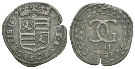 Mantova. Carlo I Gonzaga Nevers, 1580-1637, duca di Mantova e del Monferrato, 1627-1637. Cinquina da 4 soldi. (Mistura, 20.58 mm, 2.37 g). MANT ANNO S...
