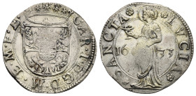 Carlo I Gonzaga Nevers, 1580-1637, duca di Mantova e del Monferrato, 1627-1637. Lira Santa Lucia 1633. (Argento, 28 mm, 4.89 g). CAR I D G D M (ET) M ...