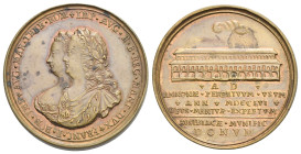 Imperatore Francesco I e Imperatrice Maria Theresa d'Asburgo, 1717-1780. Medaglia 1756 per il restauro del Ponte dei Mulini a Mantova. (Bronzo, 47.39 ...