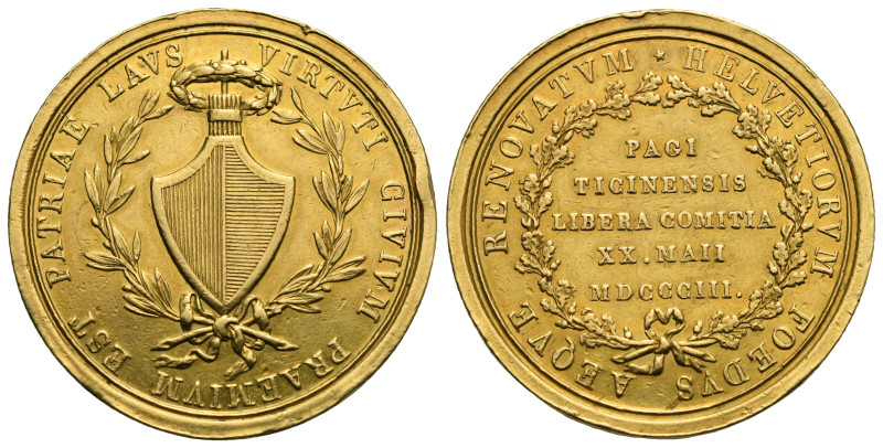 Switzerland. Ticino. Medal 1803 “dei Consiglieri”. (Gold, 35.50 mm. 25.70 g) VIR...