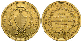 Switzerland. Ticino. Medal 1803 “dei Consiglieri”. (Gold, 35.50 mm. 25.70 g) VIRTVTI CIVIVM PRAEMIVM EST PATRIAE LAVS Cantonal coat of arms surmounted...