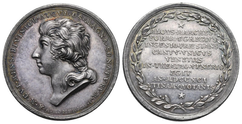 Luigi Lodovico Marchesi, 1754-1829, Milanese castrato singer. 1791 silver medal ...