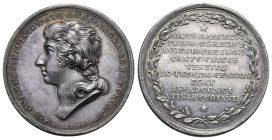Luigi Lodovico Marchesi, 1754-1829, Milanese castrato singer. 1791 silver medal minted in Rome for a performance at the Teatro Venier in Venice. By Gi...