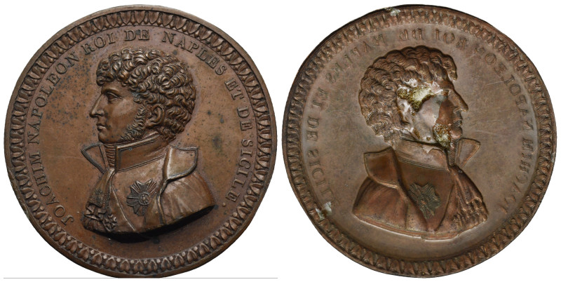 Gioacchino Napoleone Murat, 1767- 1815, King of Naples. Plaquette 1808. (Copper,...
