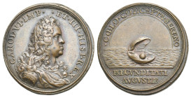 Austria and Holy Roman Empire, Charles VI, 1685-1711-1740. Medal, undated, signed H. (Copper, 24.30 mm, 7.32 g.). CAROLVS VI IMP ET III HISP REX Bewig...