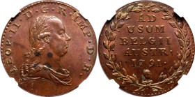 BELGIUM. AUSTRIAN NETHERLANDS. Leopold II. 
Copper 2 liards = 2 oorden, 1791. 
Dies by Th&eacute;odore Van Berckel. Obv: LEOP II D G R IMP D B, laur...
