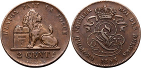 BELGIUM. Leopold I. 
Copper 2 centimes, 1853. Brussels. 
Dies by Joseph-Pierre Braemt. Obv: LEOPOLD PREMIER ROI DES BELGES, crowned monogram; date b...