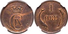 DENMARK. Christian IX. 
Bronze 1 &Oslash;re, 1878 CS. 
Diderik Christian Andreas Svendsen, mint-master. Obv: crowned monogram, date in lower left fi...