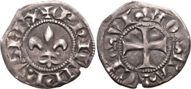 FRANCE. Philip IV 'Le Bel'. 
Silver denier tournois, 1308. 
Obv: PHILIPPVS REX, fleur de lis. Rev: HO-LA-CI-VI, cross with fleur de lis at end of ar...