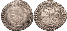 FRANCE. SAVOY (FEUDAL FRANCE). Louis I. 
Silver double blanc, 1440-1465. 
Obv: LUDOVICUS DUX SABAUDIE PR, Savoy shield in a double trefoil frame. Re...