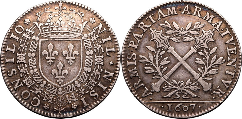 FRANCE. Henry IV. 
Silver jeton, 1607. 
Obv: NIL NISI CONSILIO, crowned and do...