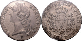 FRANCE. Louis XV. 
Silver 1 ecu, 1742 T. Nantes. 
Obv: LUD XV D G FR ET NAV REX, head wearing headband left. Rev: SIT NOMEN DOMINI BENEDICTUM (date)...