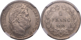 FRANCE. Louis Philippe I. 
Silver 1 franc, 1835 A. Paris. 
Dies by Nicolas-Pierre Tiolier. Jean-Pierre Collot, mintmaster. Obv: LOUIS PHILIPPE I ROI...