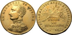 FRANCE. Aimable P&eacute;lissier, Marechal de France. 
Brass medal, 1855. 
Celebrating the capture of Sebastopol in the Crimean War. Obv: LE MARECHA...