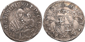 ITALIAN STATES. PAPAL STATES. Clement X. 
Silver 1 carlino, 1671. Bologna. 
Obv: BONONIA DOCET, coat of arms; date below. Rev: PRAESIDIVM ET DECVS, ...