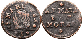 ITALIAN STATES. VENICE (REPUBLIC). 
Copper 1 soldo, After 1688. 
Coinage for the Armed Forces and the Morea. Obv: S MARC VEN, Lion of S. Marco with ...