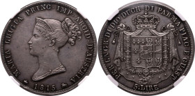 ITALIAN STATES. DUCHY OF PARMA. Maria Luigia. 
Silver 5 lire, 1815. 
Obv: MARIA LUIGIA PRINC IMP ARCID D'AUSTRIA, diademed and draped bust left; dat...
