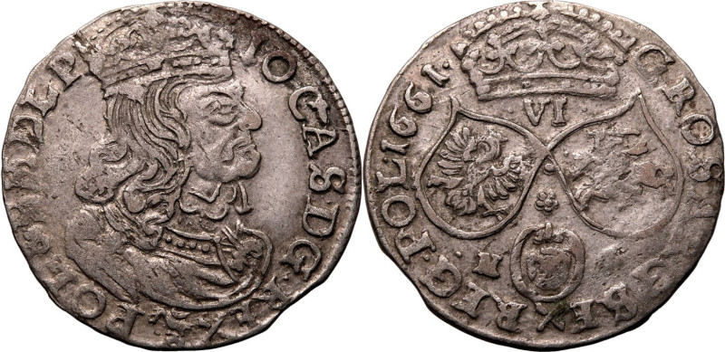 POLAND. POLISH-LITHUANIAN COMMONWEALTH. John II Casimir Vasa. 
Silver 6 groszy,...