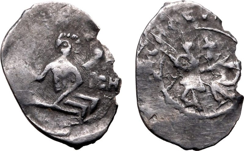 RUSSIA. Vasilii Vasilievich. 
Silver 1 denga, ND (1425-1462). the blind. 
Very...