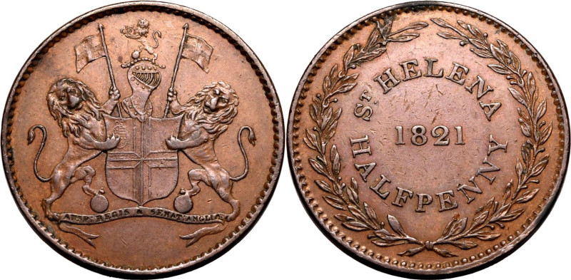 SAINT HELENA & ASCENSION. 
Copper half penny, 1821. British East India Company....