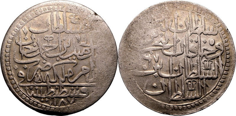 TURKEY. OTTOMAN EMPIRE. Abd&uuml;lhamid I. 
Silver 2 zolota, 1786. 
Very Fine....