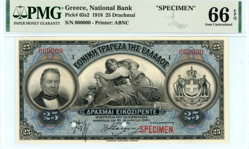 Greece
National Bank of Greece (ΕΘΝΙΚΗ ΤΡΑΠΕΖΑ ΤΗΣ ΕΛΛΑΔΟΣ)
SPECIMEN 25 Drachmai...