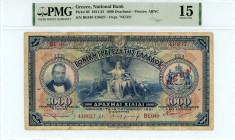 Greece
National Bank of Greece (ΕΘΝΙΚΗ ΤΡΑΠΕΖΑ ΤΗΣ ΕΛΛΑΔΟΣ)
1000 Drachmai, 14 October 1921 (1921-1922)
S/N BE049 419627
Red ‘NEON’ overprint
Signature...
