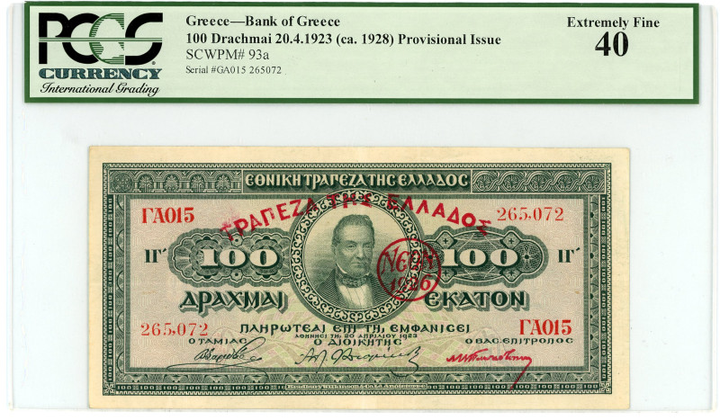 Greece
Bank of Greece (ΤΡΑΠΕΖΑ ΤΗΣ ΕΛΛΑΔΟΣ)
100 Drachmai, 20 April 1923 (ND 1928...