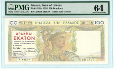 Greece
Bank of Greece (ΤΡΑΠΕΖΑ ΤΗΣ ΕΛΛΑΔΟΣ)
100 Drachmai, 1 September 1935
S/N AO058 281829
Watermark: Demeter’s Head
Pick 105a; Pitidis 104

Graded C...