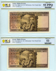 Greece
Bank of Greece (ΤΡΑΠΕΖΑ ΤΗΣ ΕΛΛΑΔΟΣ)
Lot of 2 banknotes comprising 5000 Drachmai, 9th June 1947
S/N 021489 AA-1 and 021490 AA-1, Consecutive Nu...