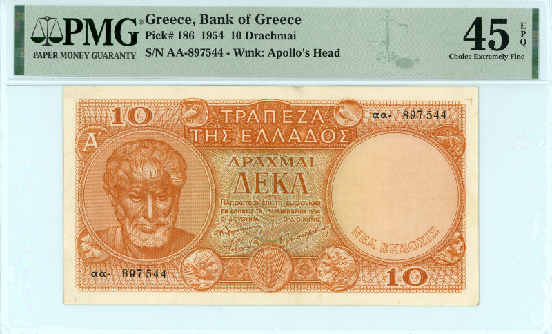 Greece
Bank of Greece (ΤΡΑΠΕΖΑ ΤΗΣ ΕΛΛΑΔΟΣ)
10 Drachmai, 15th January 1954 - New...