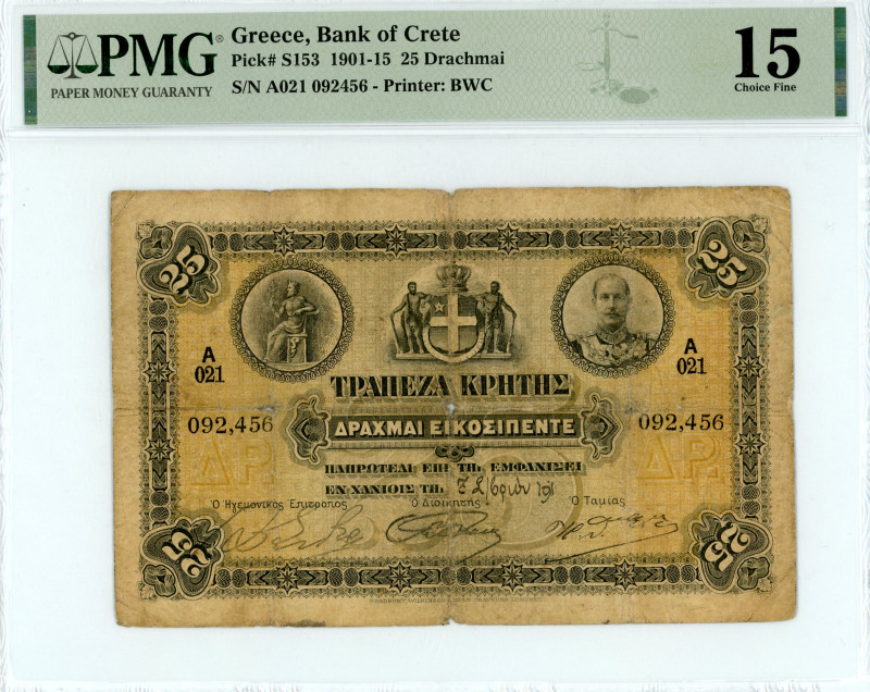 Greece
Bank of Crete
25 Drachmai, 3 September 191- (1901), (1901-1915)
S/N A021 ...