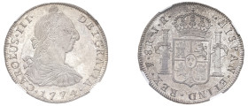Bolivia, Charles III, 1759-1788. 8 Reales, 1774 PTS JR, Potosi mint (KM55).

A combination of exceptional details and proof-like fields make this exam...