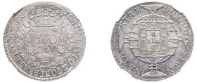 Brazil, John VI the Clement, 1816-1822. 960 Reis, 1820 R, Rio de Janeiro mint (KM326.1).

Reflective fields and sharp details remaining with part of h...