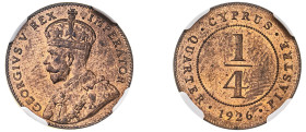 Cyprus, British Administration, George V, 1910-1936. 1/4 Piastre, 1926, Royal mint (KM16; Fitikides 52).

A gem red copper with exceptional lustrous f...