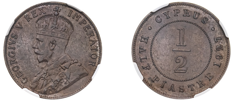 Cyprus, British Administration, George V, 1910-1936. 1/2 Piastre, 1927, Royal mi...