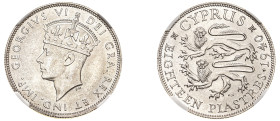 Cyprus, British Administration, George VI, 1936-1952. 18 Piastres, 1940, Royal mint (KM26; Fitikides 89).

An exceptional specimen with sharp details ...