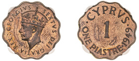 Cyprus, British Administration, George VI, 1936-1952. Proof Piastre, 1949, Royal mint (KM30; Fitikides 82).

A spectacular specimen with cappuccino br...