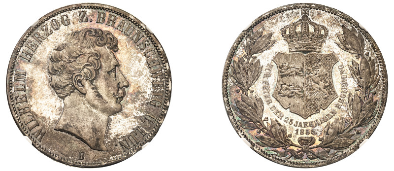 German States, Brunswick-Wolfenbuttel, Wilhelm VIII, 1830-1884. 2 Talers, 1856 B...