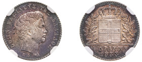 Greece, King Otto, 1832-1862. 1/4 Drachma, 1833, First Type, Munich mint (KM18; Divo 16a).

Magnificent combination of strong details and iridescent c...