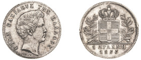 Greece, King Otto, 1832-1862. Drachma, 1833, First Type, Munich mint, Doubled Die Reverse (DDR) (KM15; Divo 12c).

Steel grey tone with razor sharp de...