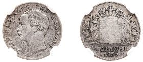 Greece, King Otto, 1832-1862. 1/2 Drachma, 1855, Second Type, Vienna mint, variety with dot (KM34; Divo 15b).

Steel grey tone with attractive later...