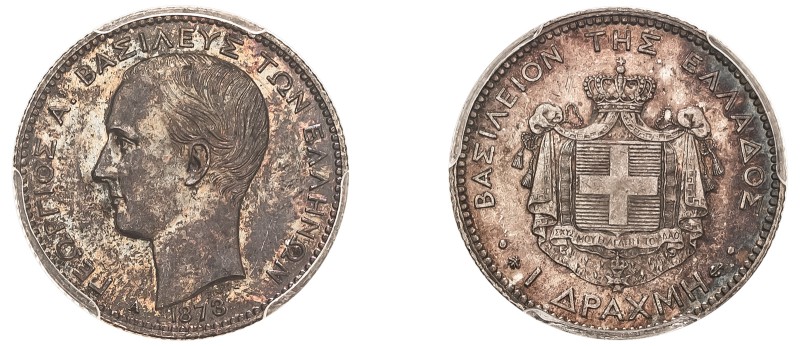Greece, King George I, 1863-1913. Drachma, 1873 A, First Type, Paris mint (KM38;...
