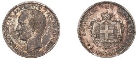 Greece, King George I, 1863-1913. Drachma, 1873 A, First Type, Paris mint (KM38; Divo 53b; IV3).

Uneven patina, obverse with sharp details and die ...