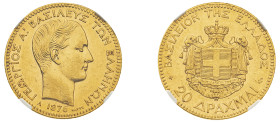 Greece, King George I, 1863-1913. AV 20 Drachmai, 1876 A, Paris mint (KM49; Divo 46; IV13; Fr. 15).

Some knocks and bumps but with great details espe...