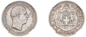 Greece, Crete, Prince George, 1898-1906. 2 Drachmai, 1901, Paris mint (KM8; Divo 131).

An elusive example for issue with sharp details and steel grey...