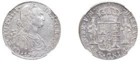 Mexico, Charles IV, 1788-1808. 8 Reales, 1792 Mo FM, Mexico City mint (KM109).

Sharp details with mirror-like surfaces.

Graded MS61 NGC.
