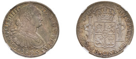 Mexico, Charles IV, 1788-1808. 8 Reales, 1804 Mo TH, Mexico City mint (KM109).

A very attractive specimen with full spectrum iridescent tone and shar...