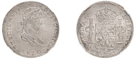 Mexico, Zacatecas, Ferdinand VII, 1808-1821. 8 Reales, 1820 Zs AG, Zacatecas mint (KM111.5)

Graded MS62 NGC.

Only one in higher grade.